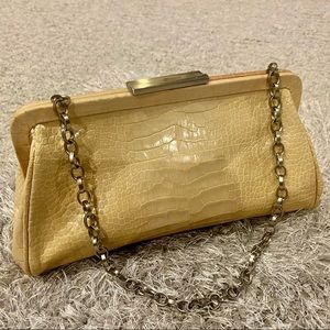 Vintage Adrienne Vittadini Leather Clutch with Sliver chain Handle